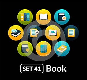 Flat icons vector set 41 - book collection