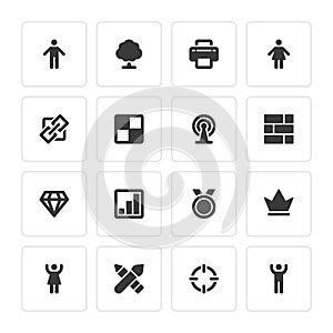Flat icons vector set and long shadow effect for