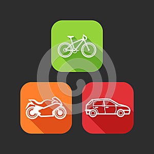 Flat icons for web and mobile applications with private transport