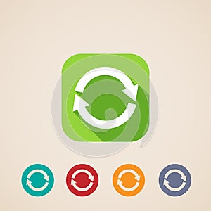 Flat icons for web and mobile applications with reload arrows