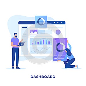 Flat illustration admin dashboard design concept