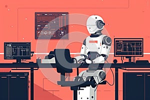 Flat Illustration of Automated Job Technology Concept Showcasing Robotics and AI in Modern Employment