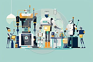 Flat Illustration of Automated Job Technology Concept Showcasing Robotics and AI in Modern Employment