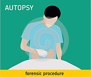 Flat illustration. Autopsy. Forensic procedure