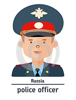 Flat illustration. Avatar Russia police officer