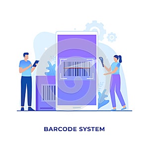 Flat illustration barcode scanning concept