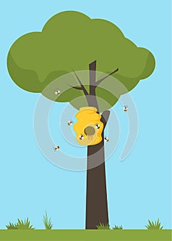 Flat illustration of beehive vector