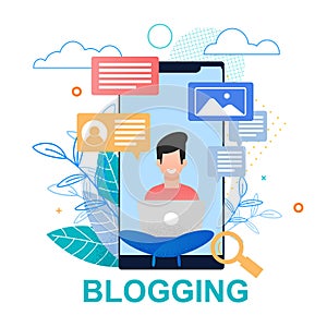 Flat Illustration Blogging. Smartphone Screen