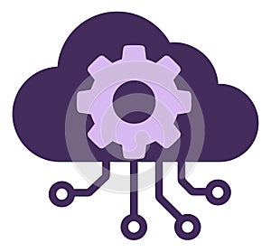 Flat illustration of cloud computing depicting data processing and configuration for information technology concepts