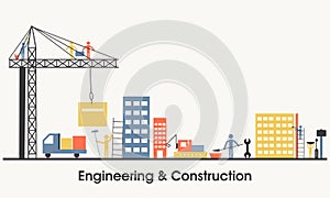 Flat illustration of Engineering and Construction.