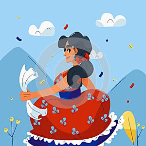 Flat illustration for fiestas patrias chile Vector illustration photo