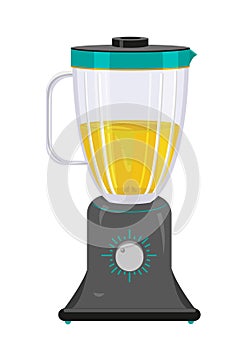 Flat illustration of Fruit or Vegetable Blender with Liquid inside.