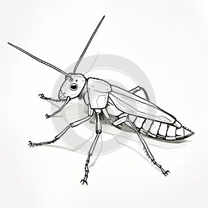 Flat Illustration Of A Grasshopper: Raw Character In Comic Strip Art