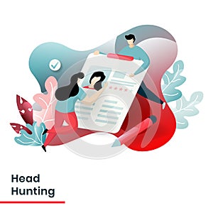 Flat Illustration Modern people and Business concept for Head Hunting. Landing page design for website and mobile website,