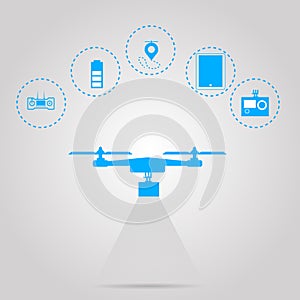 Flat illustration for monitoring with quadrocopter