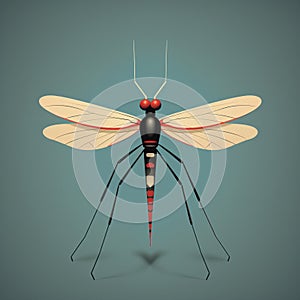 Flat Illustration Of A Mosquito In Light Red And Dark Aquamarine