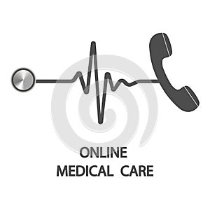 Flat illustration of online medical care icon for web design