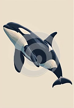 flat illustration of orca with calming colors