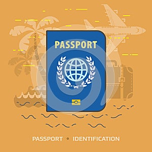 Flat illustration of passport against orange background