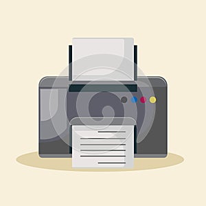 Flat illustration printer machine with paper