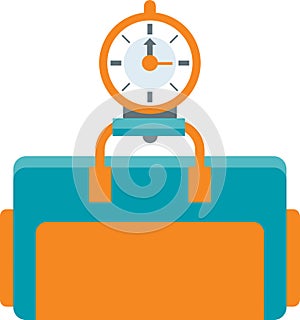 Flat illustration of scales weigh travel bag