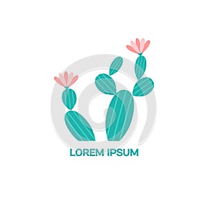 Flat illustration of succulent plants and cactuses.