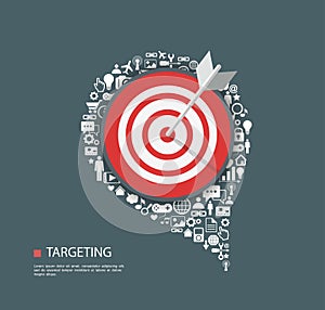 Flat illustration of targeting with icons