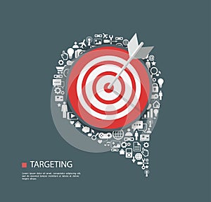 Flat illustration of targeting with icons photo