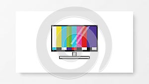 Flat illustration of a television with a test pattern display