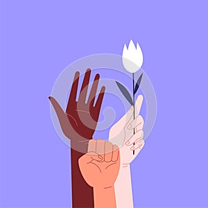 Three hands together