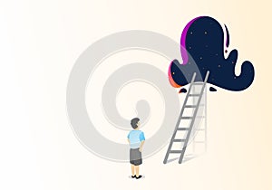 flat illustration trying to start to reach the dream