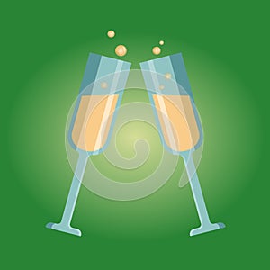 Flat illustration of two glasses of champagne