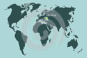 Flat illustration with ukraine world map. Planet earth. Ukraine world map. Vector illustration. stock image.