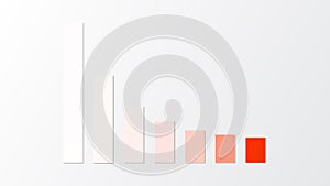 Red gradient down trend bar chart