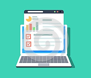 Flat illustration of web and application optimization, programming and analytics