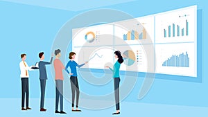 Flat illustrations business analytic team meeting and  finance project training