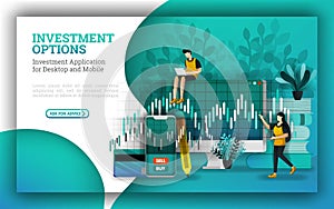 Flat Illustrations for leading mutual fund companies provide options to answer how to invest money. investing for beginners with b