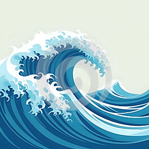 flat ilustration of Blue Sea Waves. Surf The Waves-generated by ai