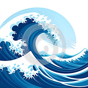 flat ilustration of Blue Sea Waves. Surf The Waves-generated by ai