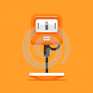Flat image of charging station on orange background. Simple vector icon of a charging station. Digital illustration.
