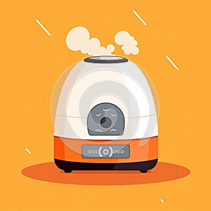 Flat image of a humidifier on an orange background. Simple vector icon of a humidifier. Digital illustration.