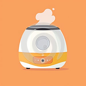Flat image of a humidifier on an orange background. Simple vector icon of a humidifier. Digital illustration.