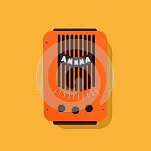 Flat image of kalimba on orange background. Simple vector image of a kalimba. Digital illustration.