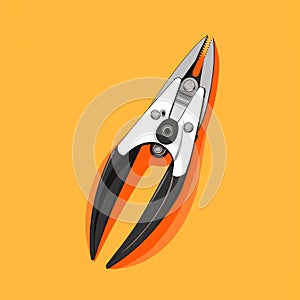 Flat image of nail scissors on orange background. Simple vector image of nail scissors. Digital illustration