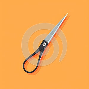 Flat image of nail scissors on orange background. Simple vector image of nail scissors. Digital illustration