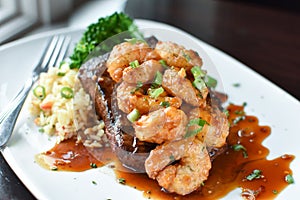 Flat Iron Steak with Shrimp