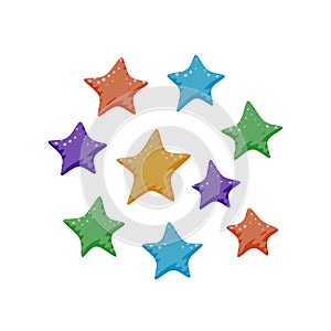 Flat isolated colorful star shaped candy sign