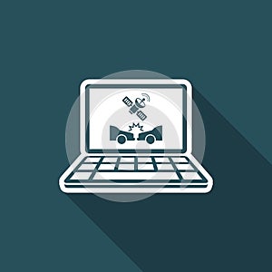 Car crash - Satellitar system for security - Vector flat icon
