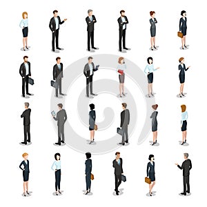 Flat isometric 3d business people characters vecto