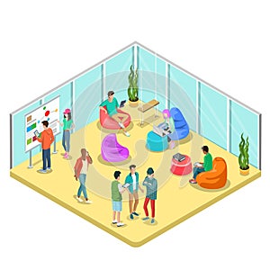 Flat isometric 3d casual people characters